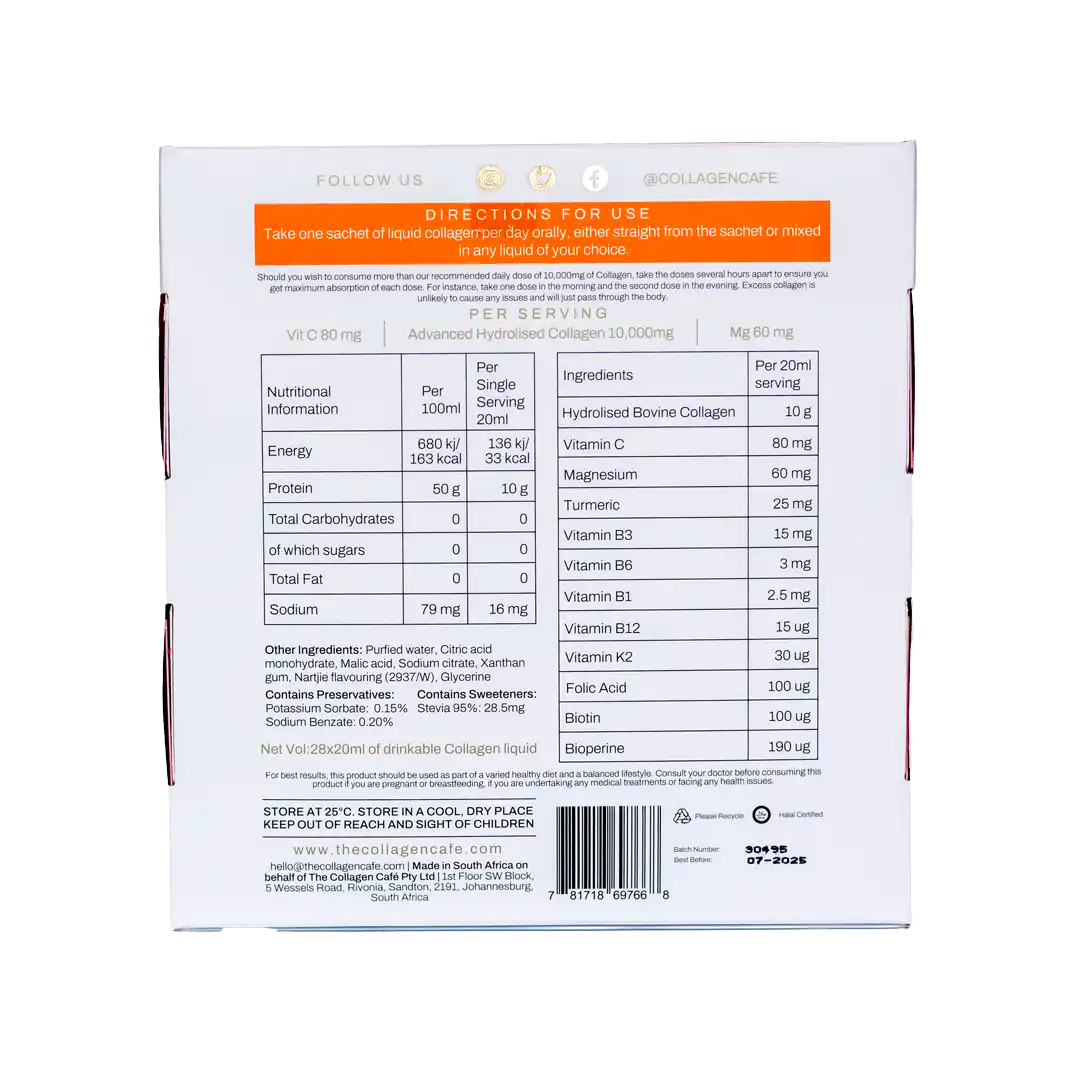 Collagen Café Advanced Collagen Liquid Supplement, 28x20ml Sachets