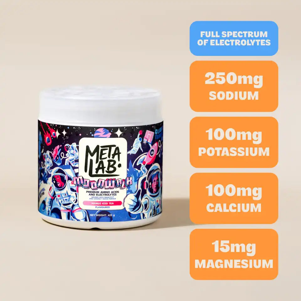 Metalab Moonwalk Premium Amino Acids & Electrolytes Mango Ice Tea, 425g
