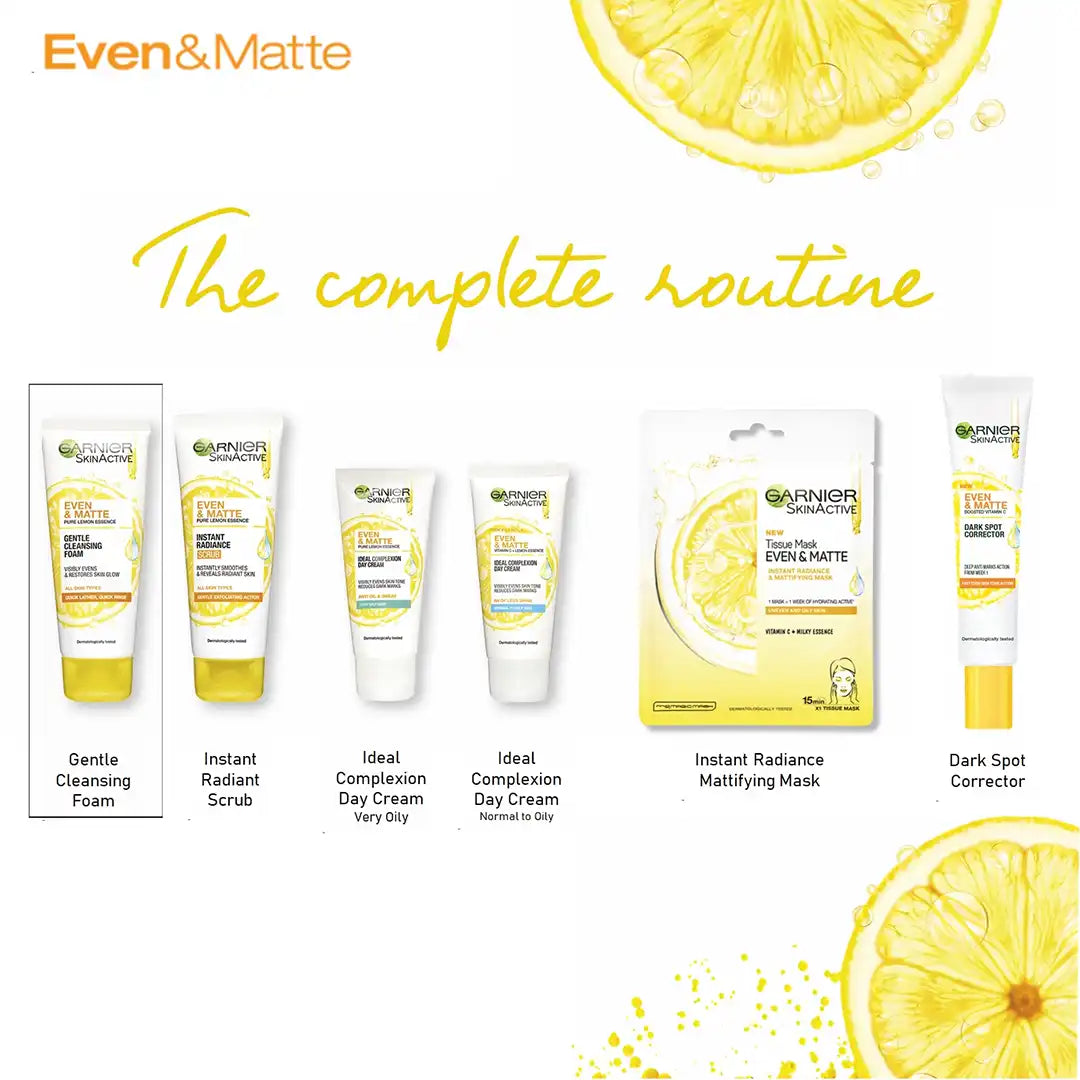 Garnier Even & Matte Gentle Clarifying Face Wash, 100ml