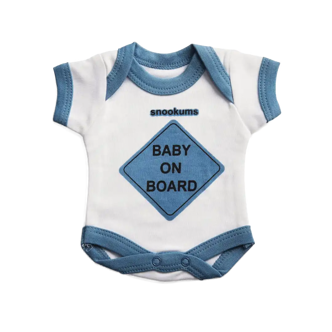 Snookums Baby on Board Babygro Blue