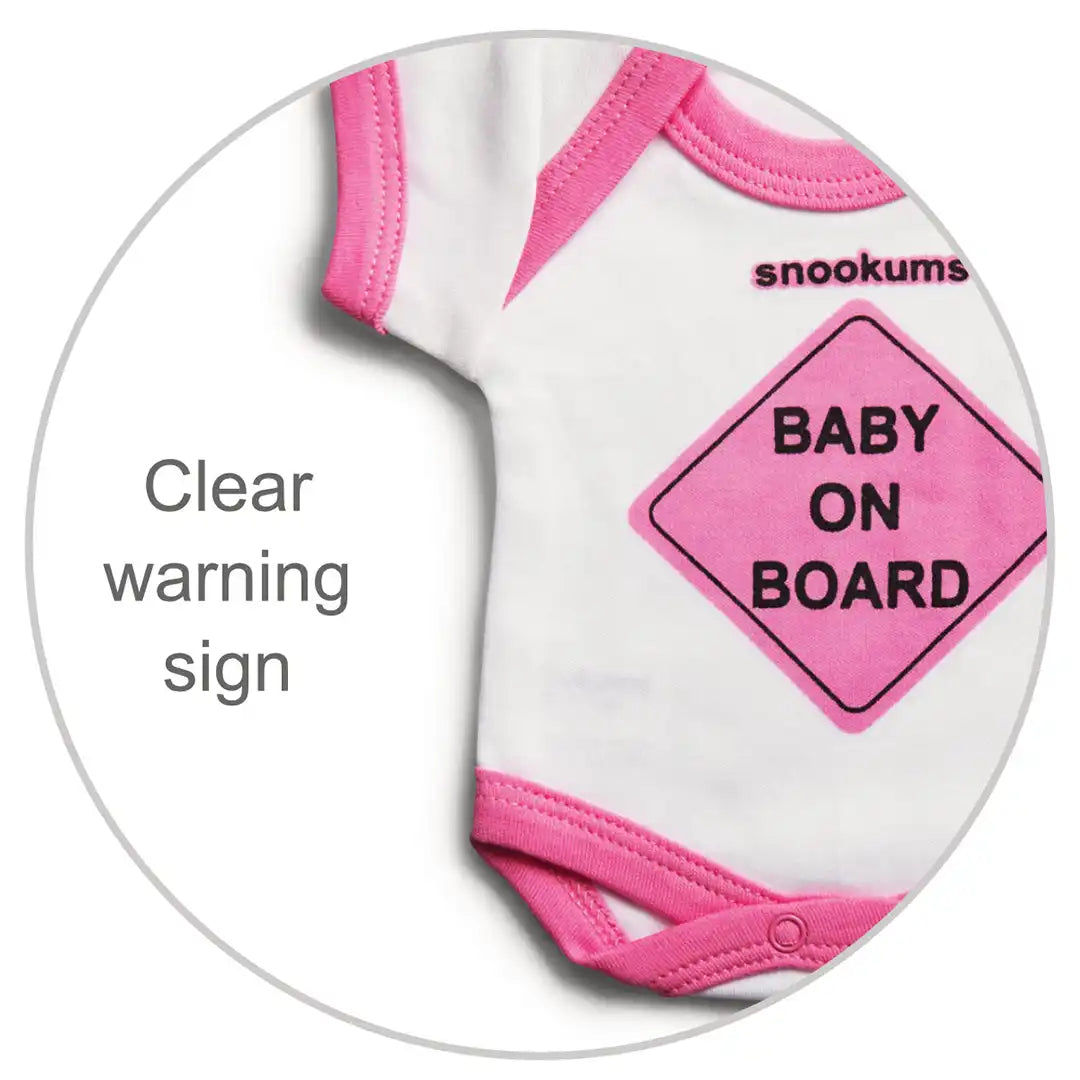 Snookums Baby on Board Babygro Pink