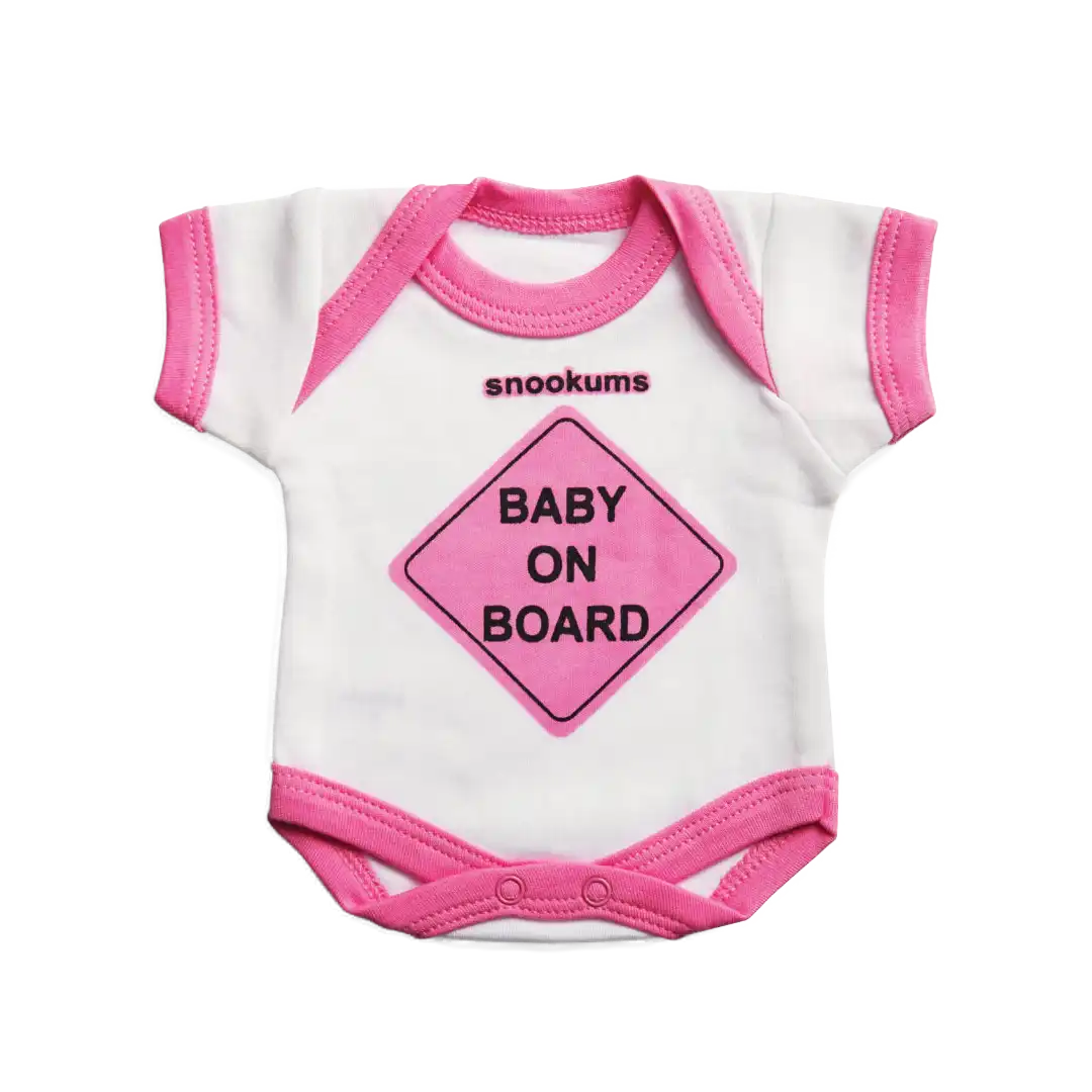 Snookums Baby on Board Babygro Pink