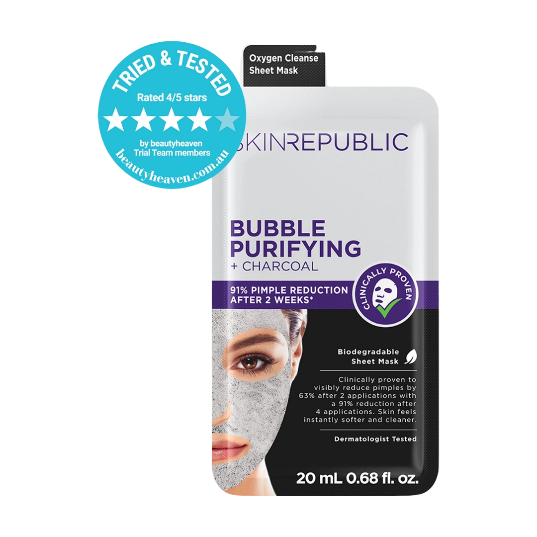 Skin Republic Bubble Purifying + Charcoal Face Mask Sheet, 20ml