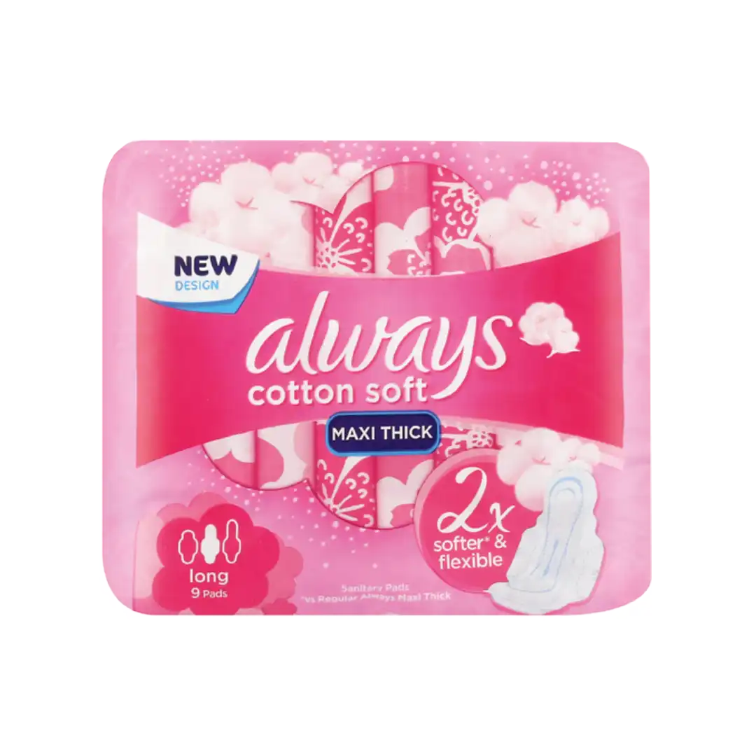 Always Cotton Soft Maxi Pads, 9's