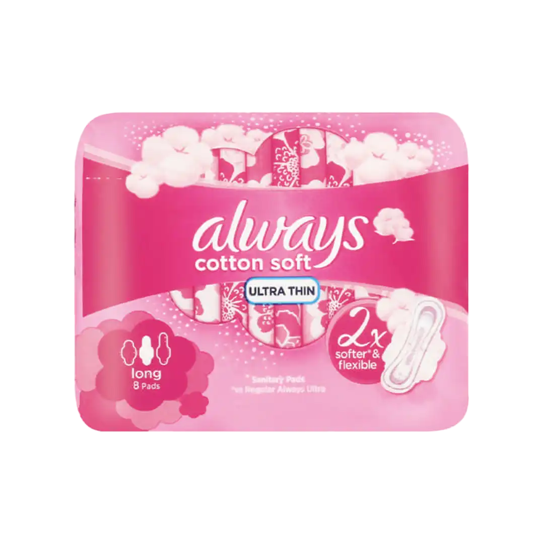 Always Cotton Soft Ultra Long Sanitary Pads, 8's