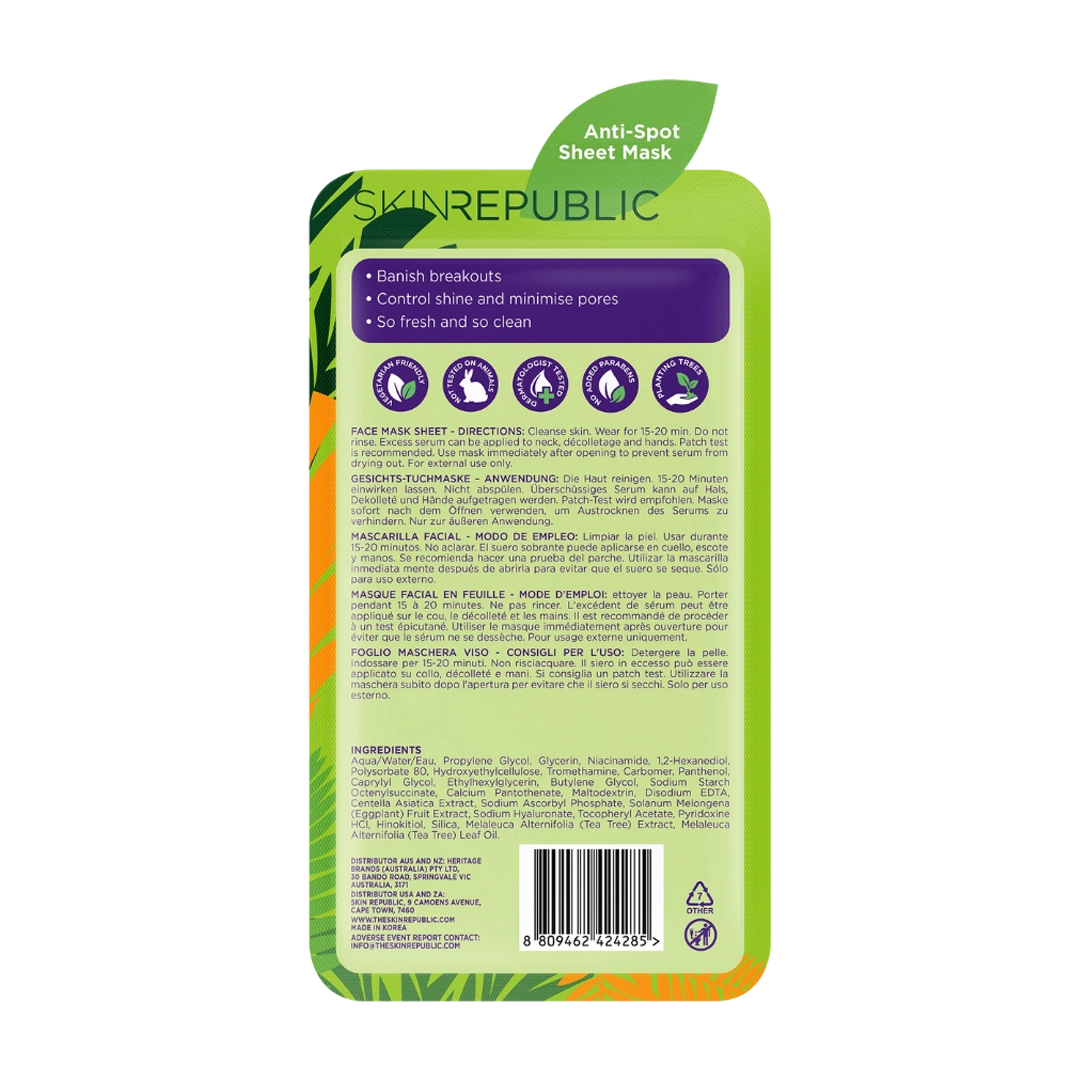 Skin Republic Spot Clear Tea Tree Tiger Face Mask Sheet