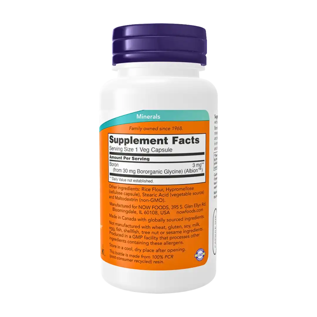 NOW Foods Boron 3mg Veg Capsules, 100's