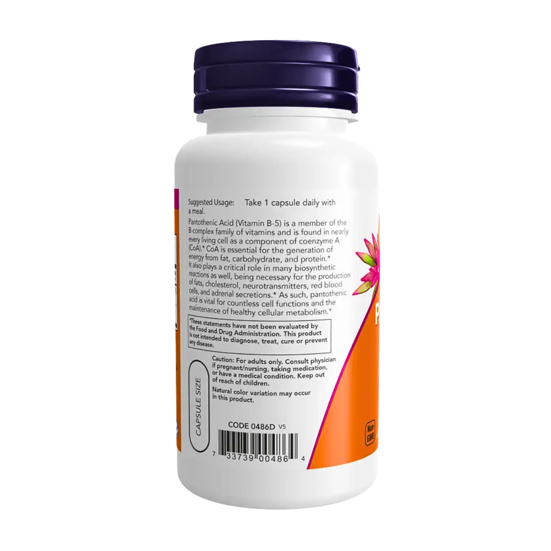 NOW Foods Pantothenic Acid 500mg Veg Capsules, 100's