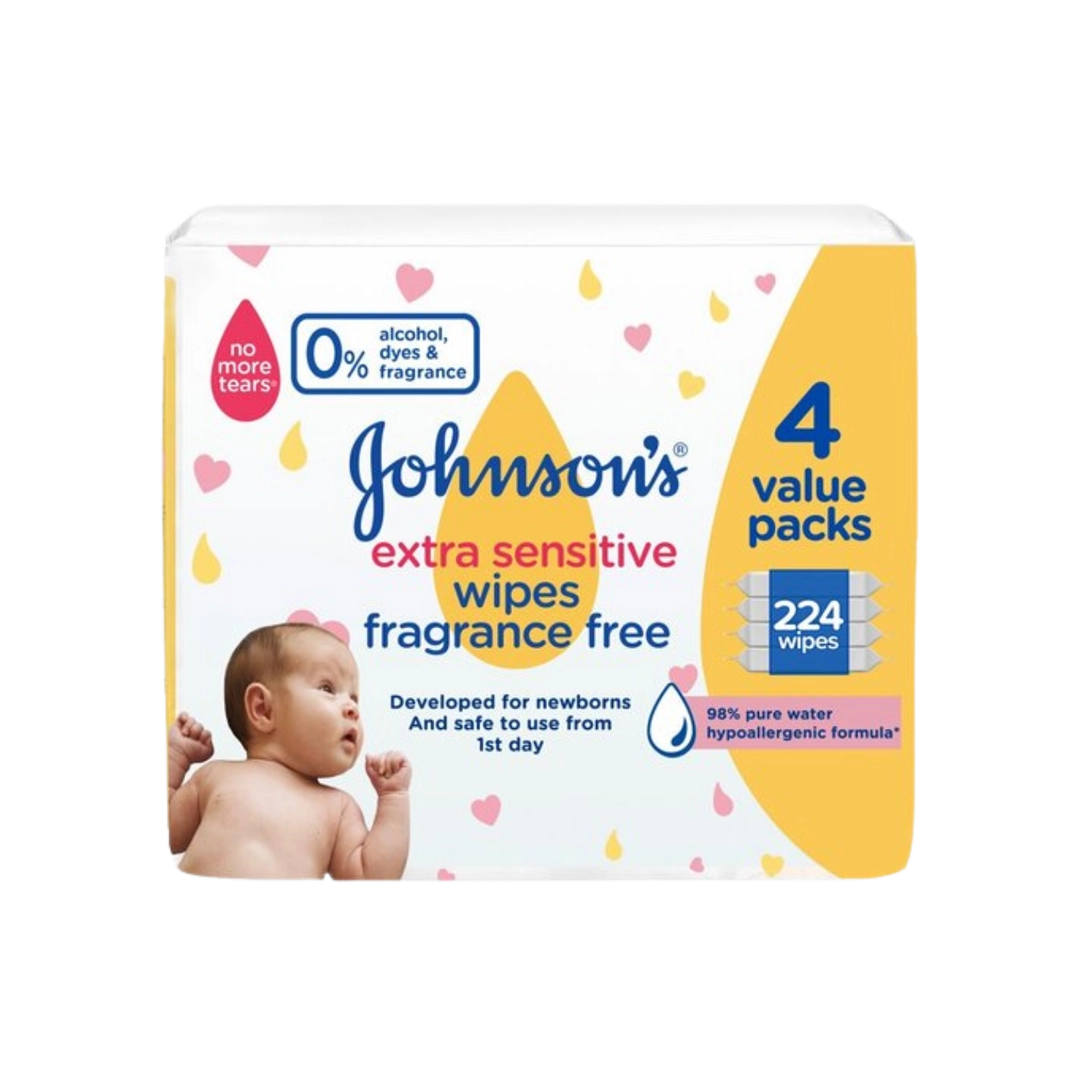 Johnson's Baby Wipes Extra Sensitive, 224's