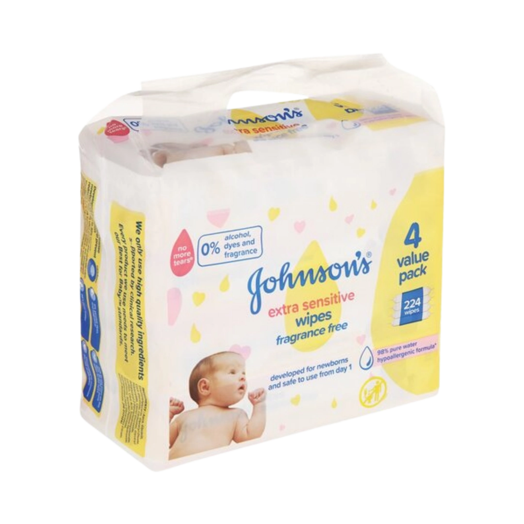Johnson's Baby Wipes Extra Sensitive, 224's