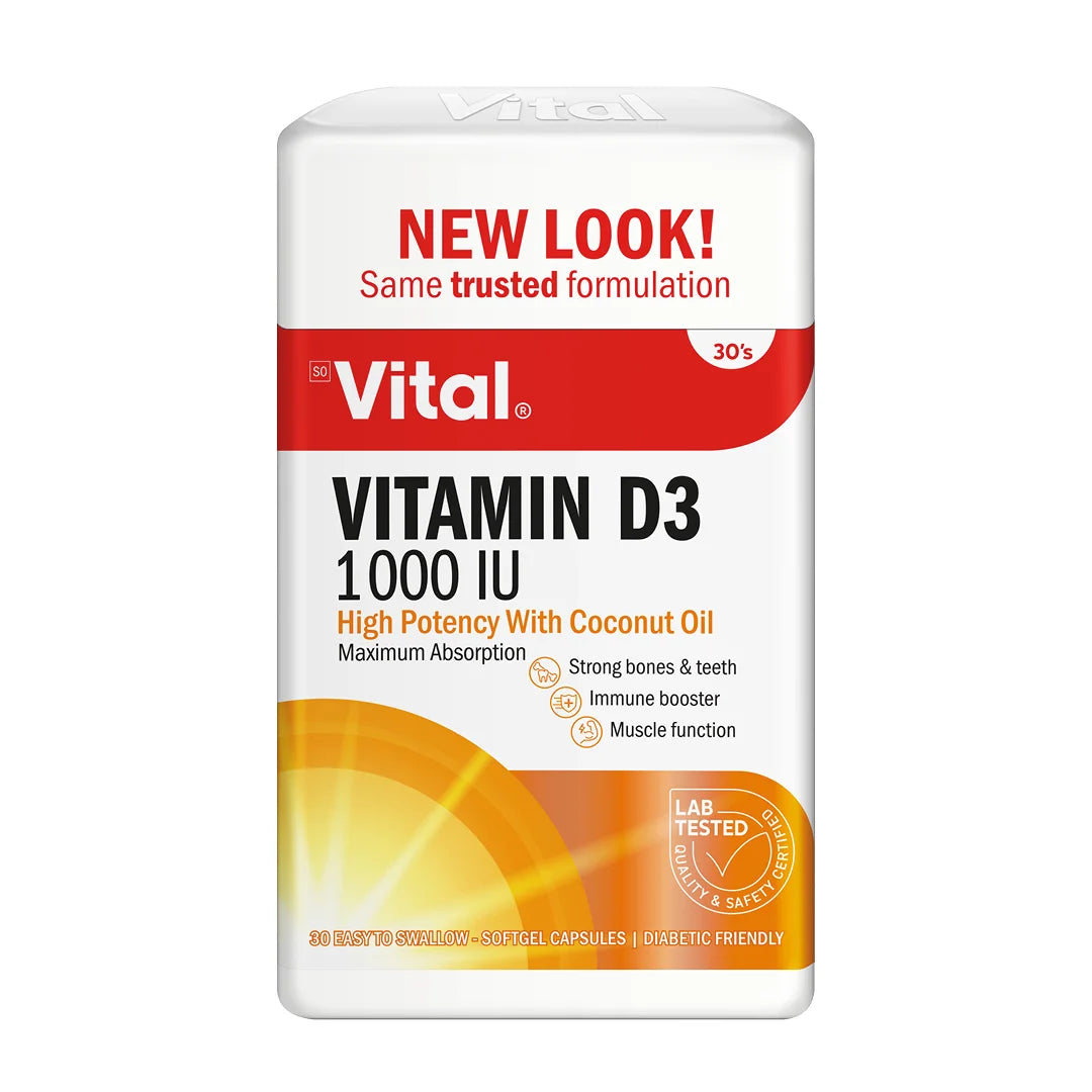 Vital Vitamin D3 1000IU with Coconut Oil Tablets, 30's