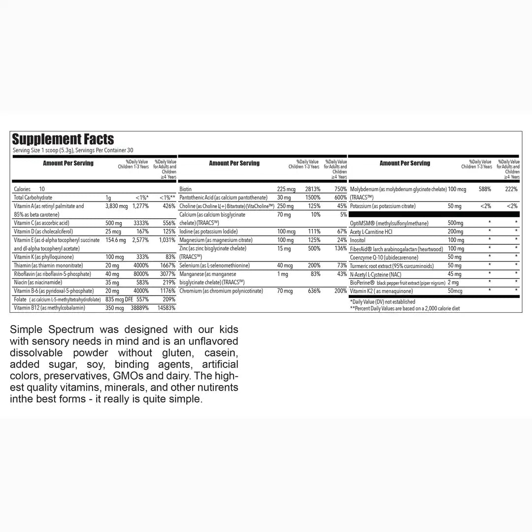 Simple Spectrum Nutritional Support Dietary Supplement 30 Servings, 144g