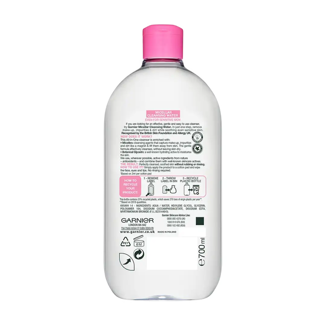 Garnier Micellar Cleansing Water For Sensitive Skin, 700ml