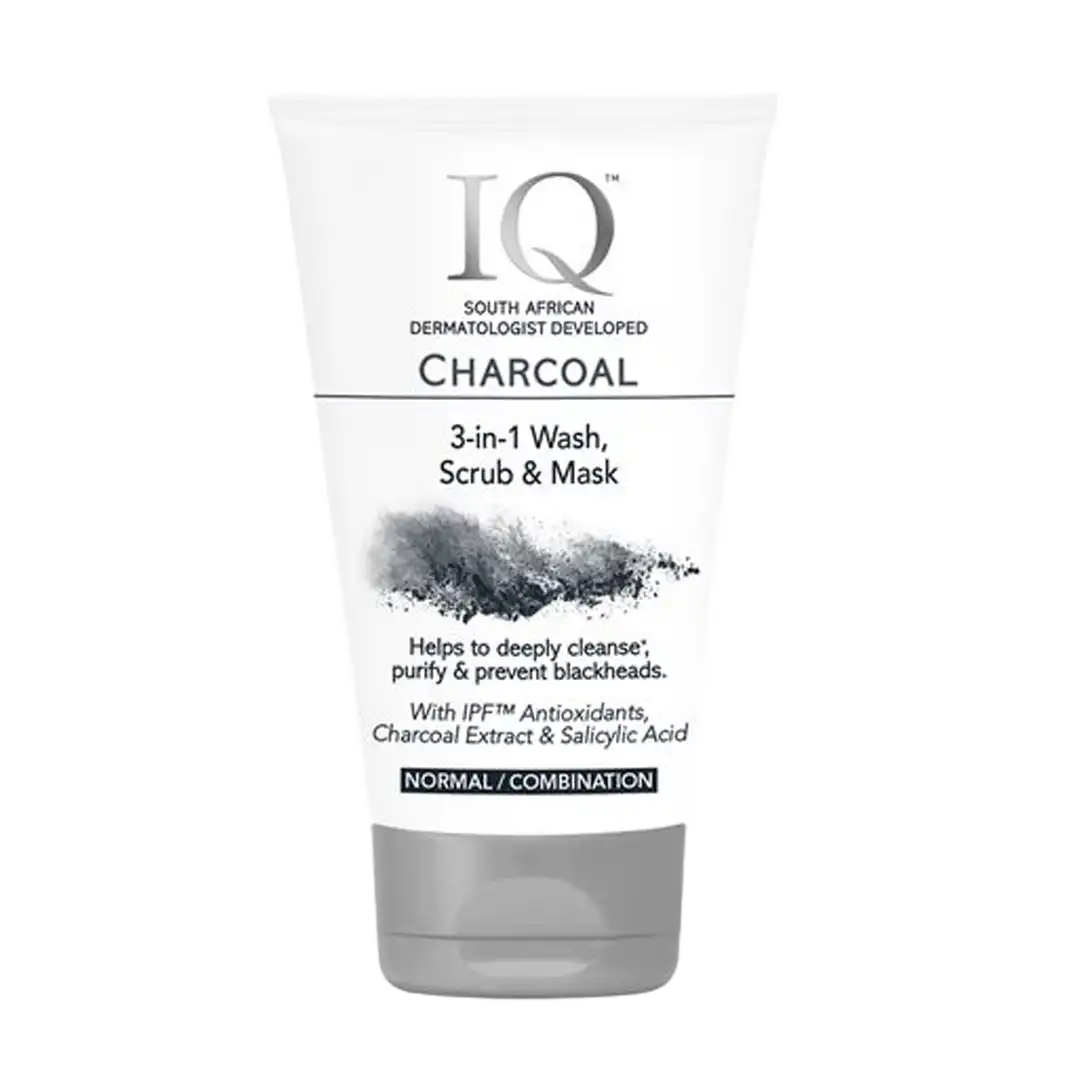 IQ Charcoal 3-in-1 Wash, Scrub & Mask, 150ml