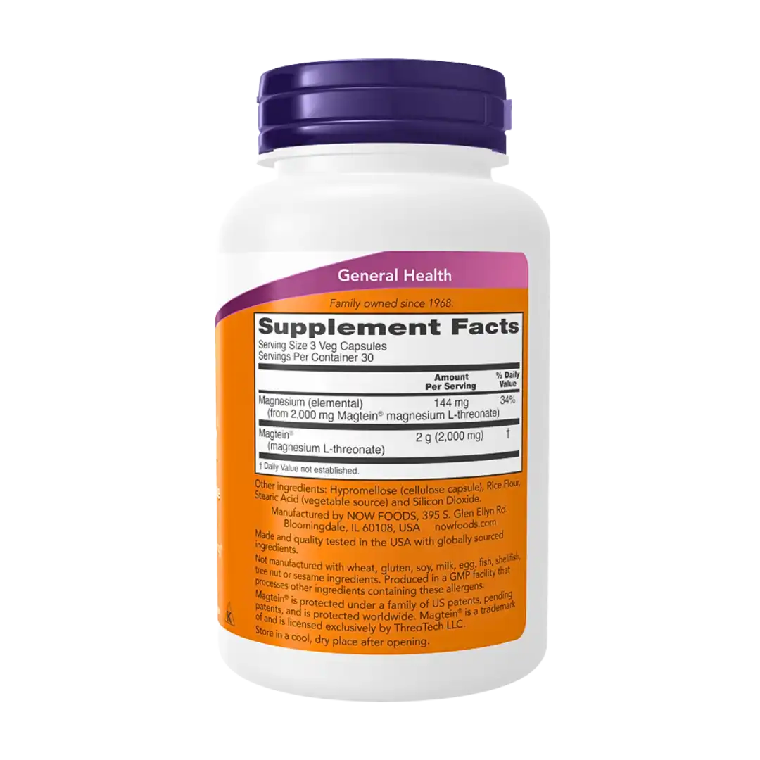 NOW Foods Magtein Veg Capsules, 90's