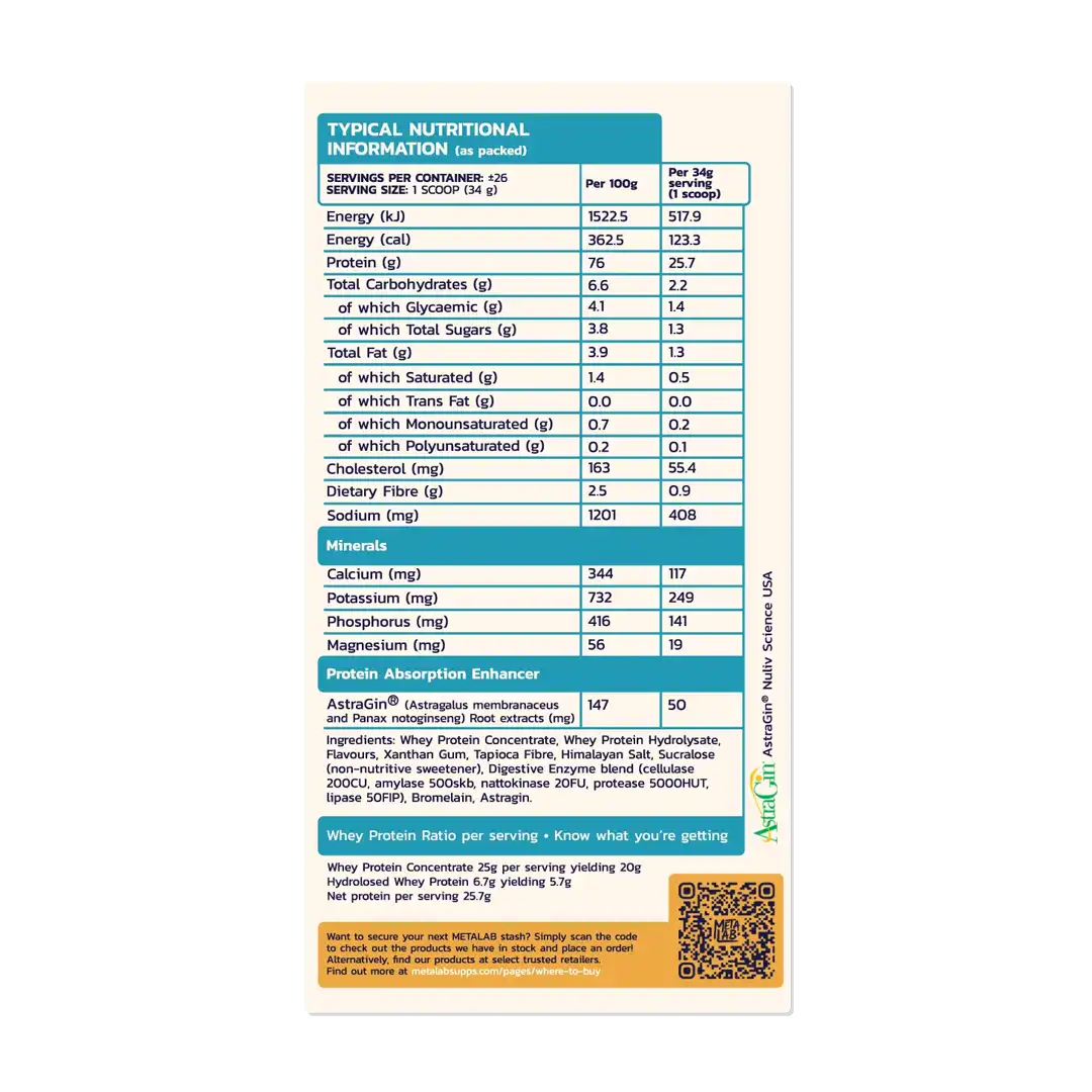 Metalab BRIDGE Premium Whey Protein Blend Going Coconuts & Cream, 29 Servings