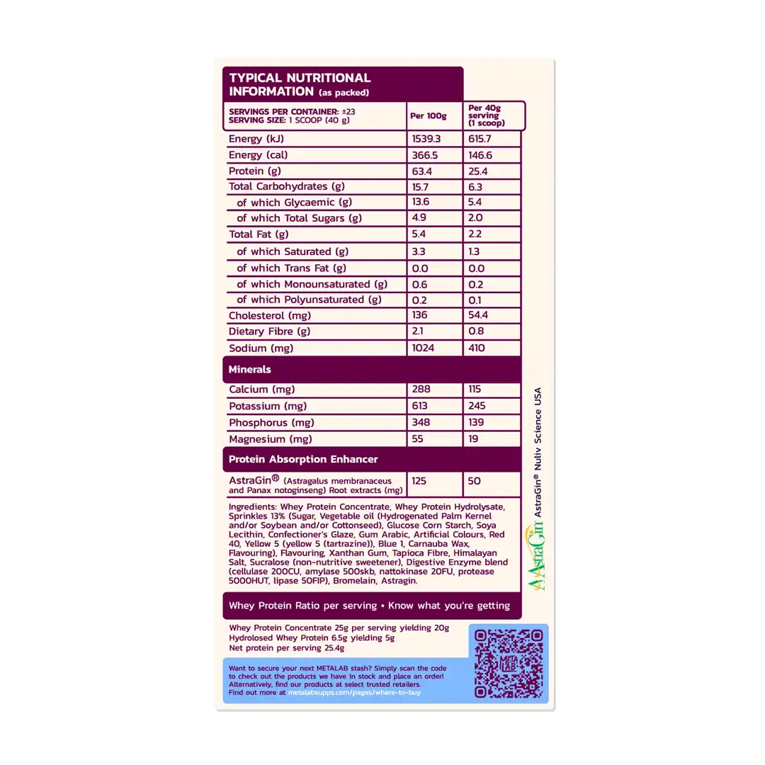 Metalab BRIDGE Premium Whey Protein Blend Birthday Cake, 29 Servings