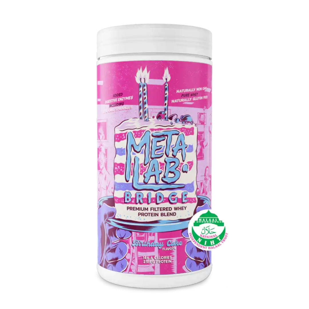 Metalab BRIDGE Premium Filtered Whey Protein Blend Birthday Cake, 29 Servings