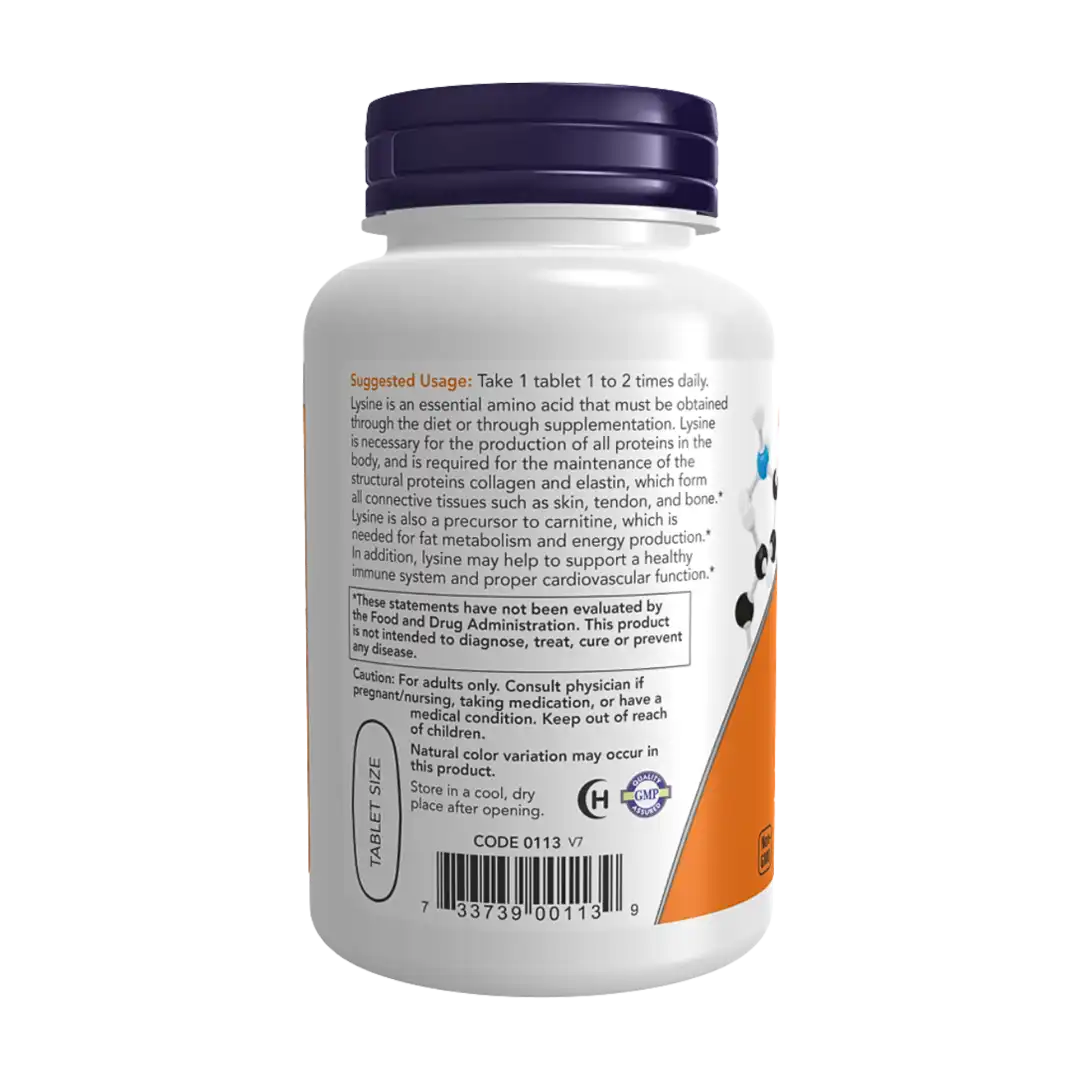 NOW Foods L-Lysine, Double Strength 1000 mg Tablets, 100's