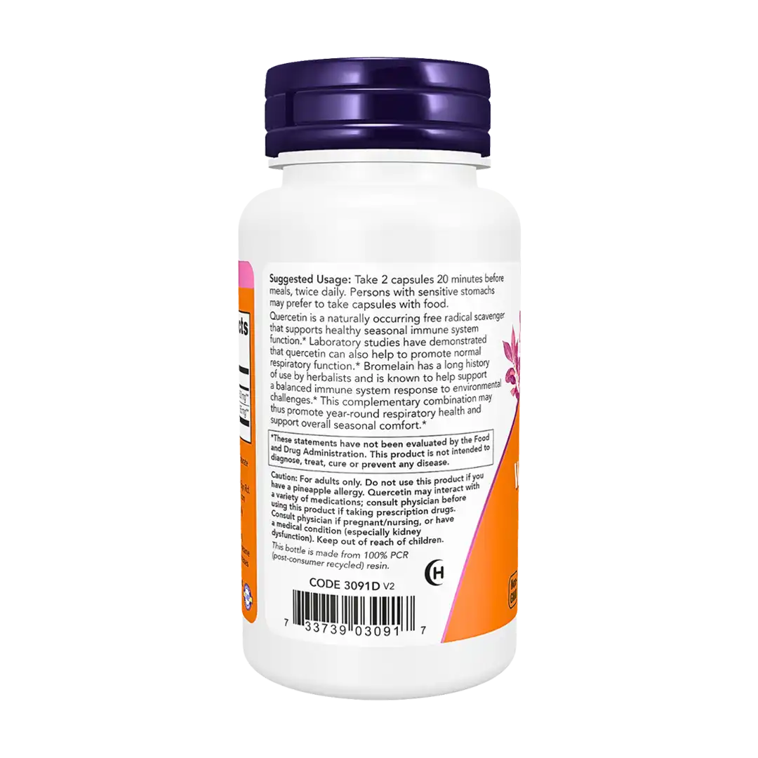 NOW Foods Quercetin with Bromelain Veg Capsules, 120's