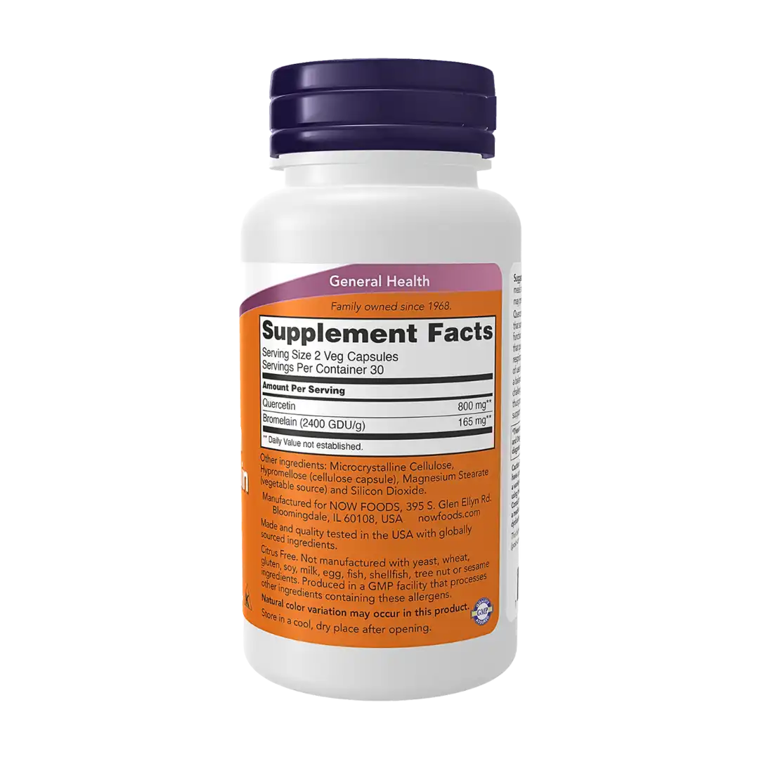 NOW Foods Quercetin with Bromelain Veg Capsules, 120's