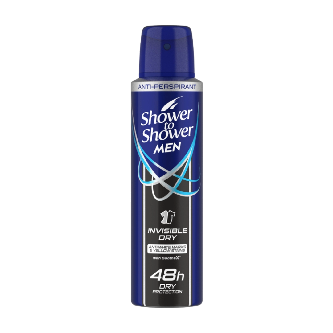 Shower To Shower Mens Deodorant Invisible Dry, 150ml