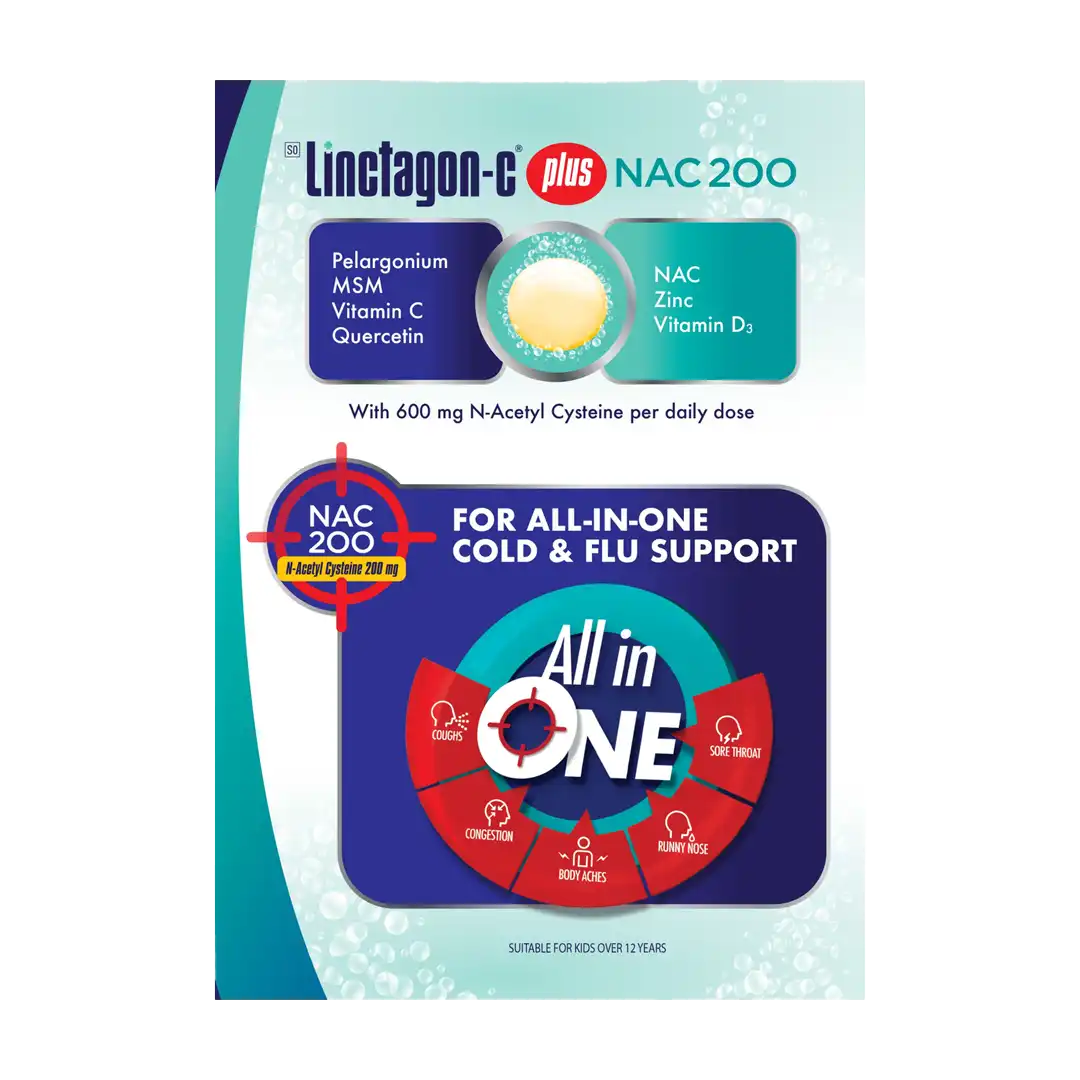 Linctagon-C Effervescent Tablets Orange plus NAC 200, 12's
