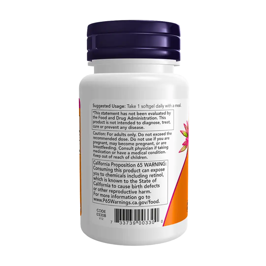 NOW Foods Vitamin A 10 000 Softgels, 100's