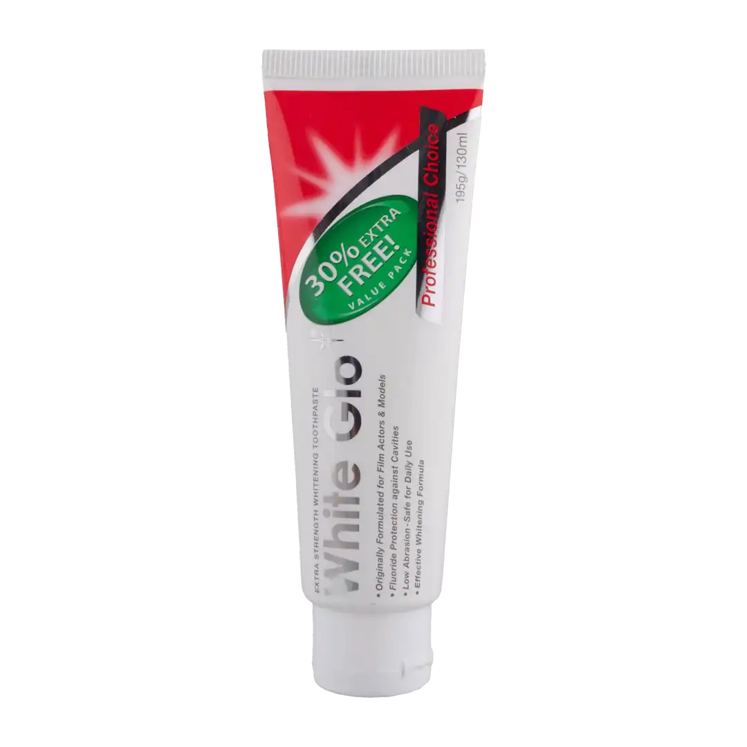 White Glo Professional Choice Extra Strength Whitening Toothpaste, 100ml + 30ml