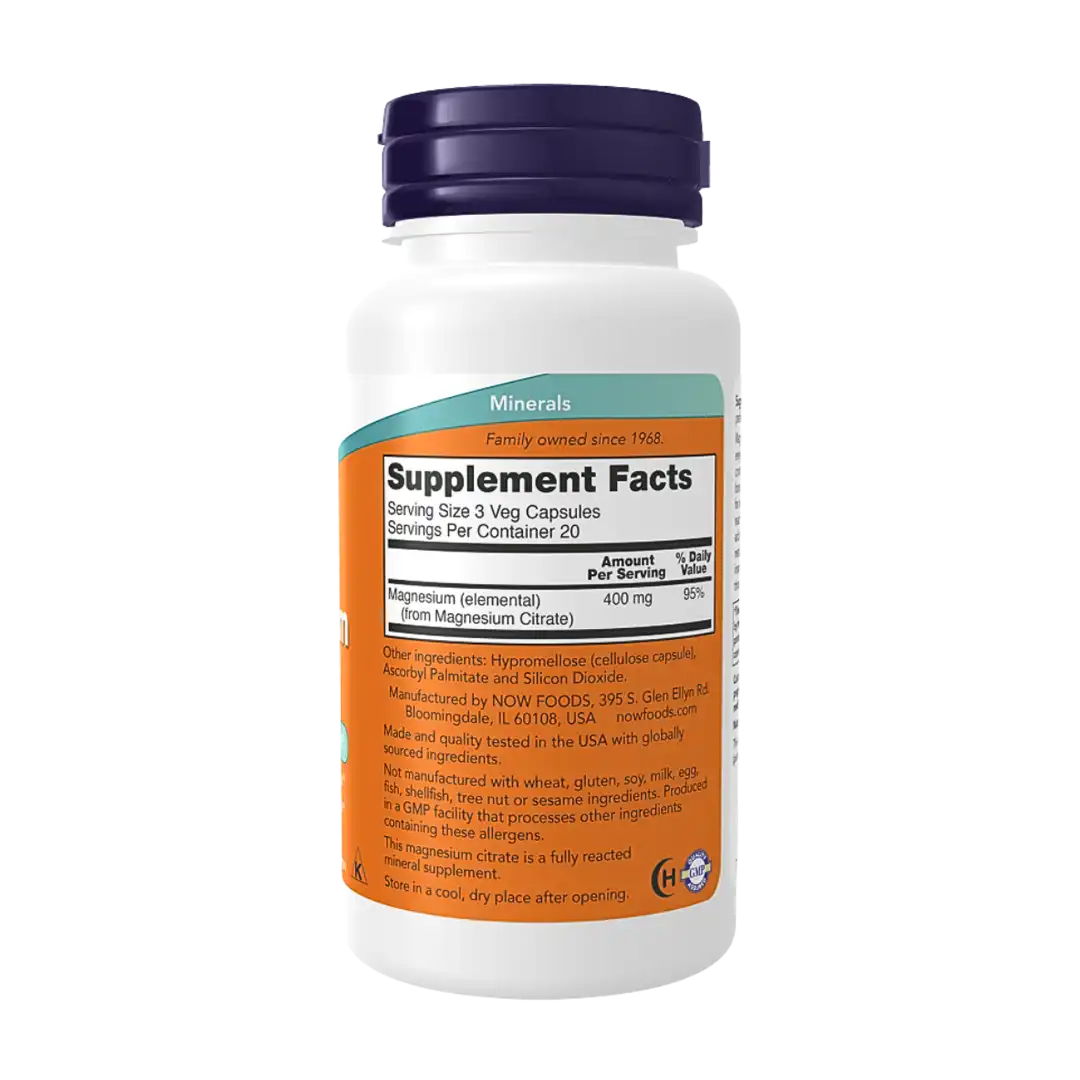 NOW Foods Magnesium Citrate 400mg Tablets, 120's