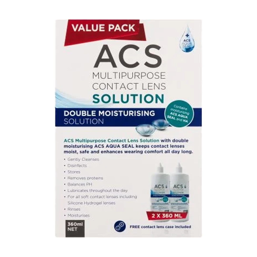 ACS Multipurpose Contact Lens Solution, 2x360ml