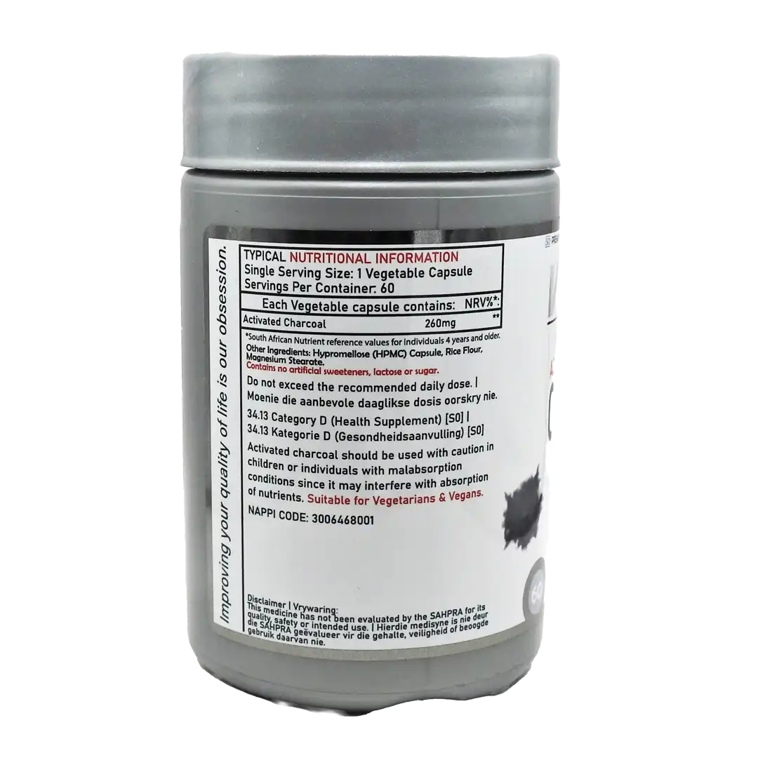 Vitafen Activated Charcoal 260 mg Vegi-Capsules, 60’s