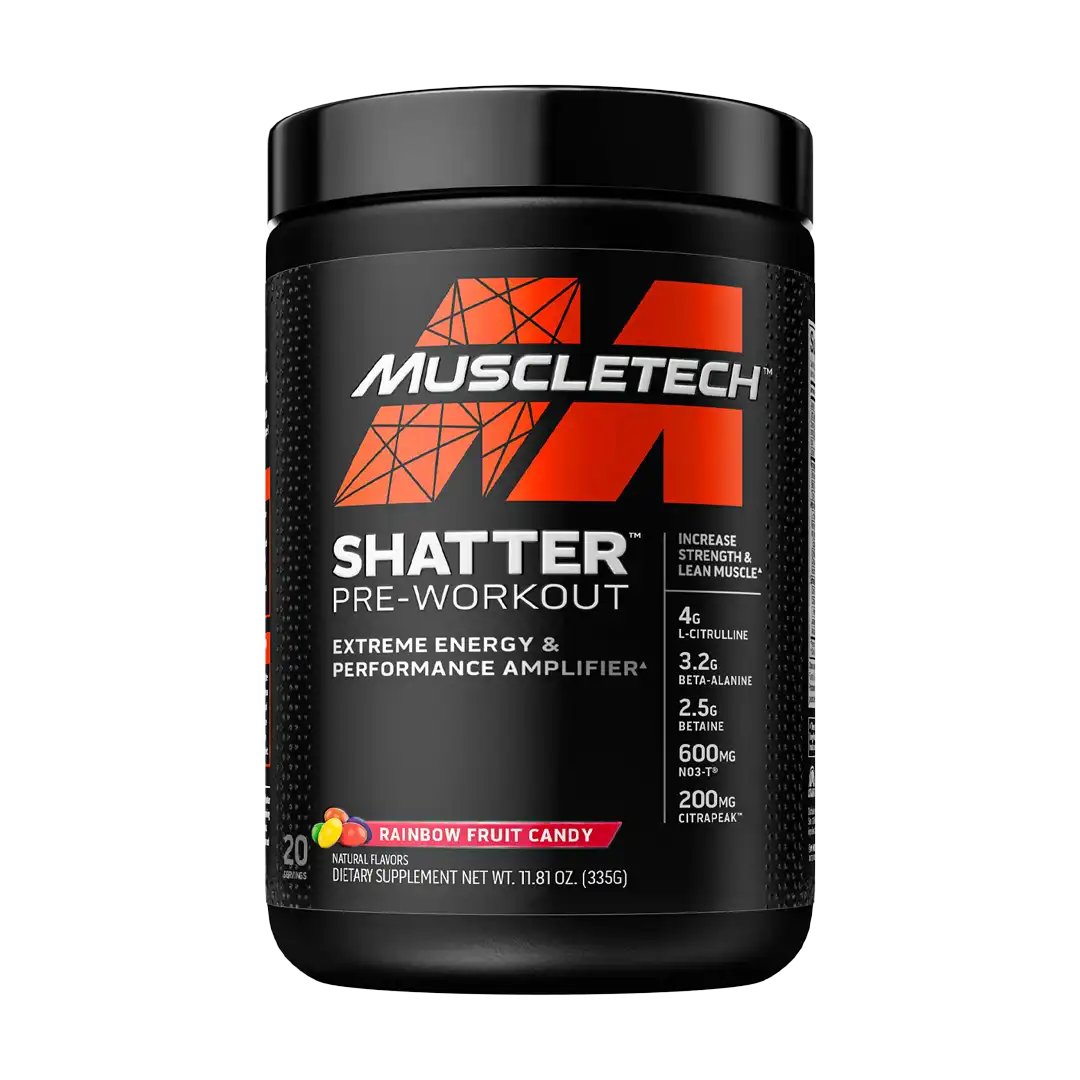 MuscleTech Shatter Pre-Workout Rainbow Fruit Candy, 335g