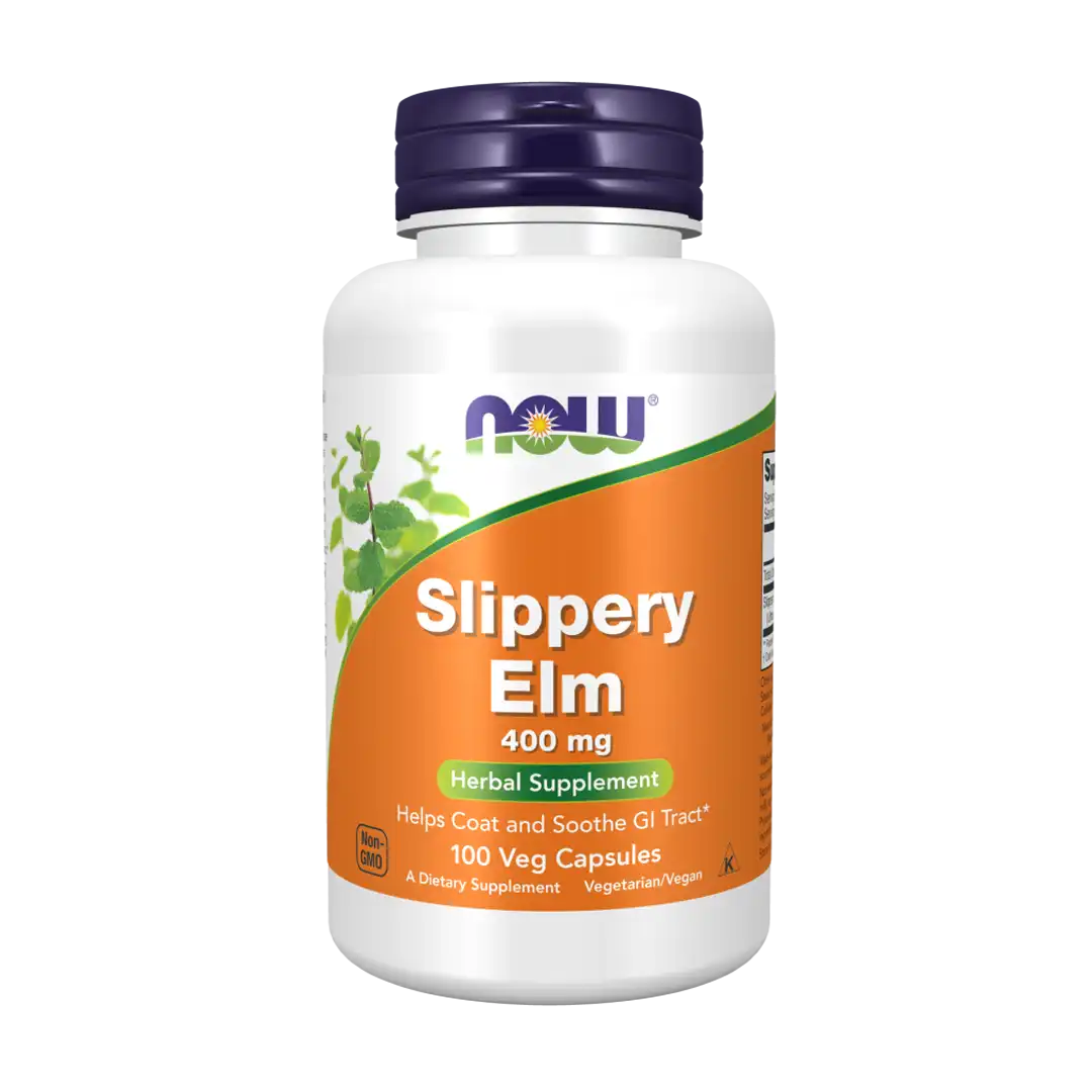 NOW Foods Slippery Elm 400 mg Veg Capsules, 100's