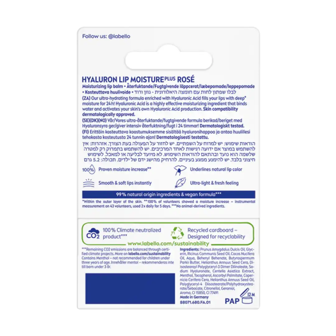 Labello Lipcare Hyaluron Moisture Plus Pink, 5.2g