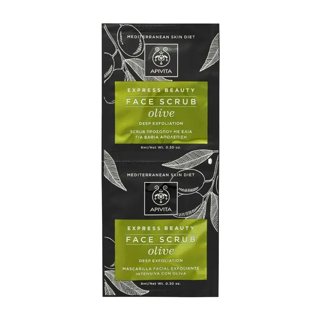 APIVITA Express Beauty Deep Exfoliating Face Scrub with Olive, 2x8ml
