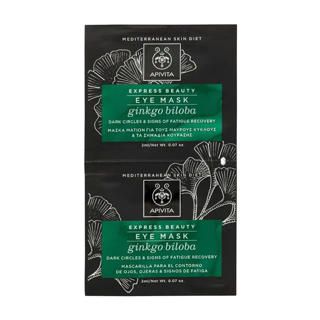 APIVITA Express Beauty Dark Circles & Fatigue Eye Mask with Ginkgo Biloba, 2x2ml