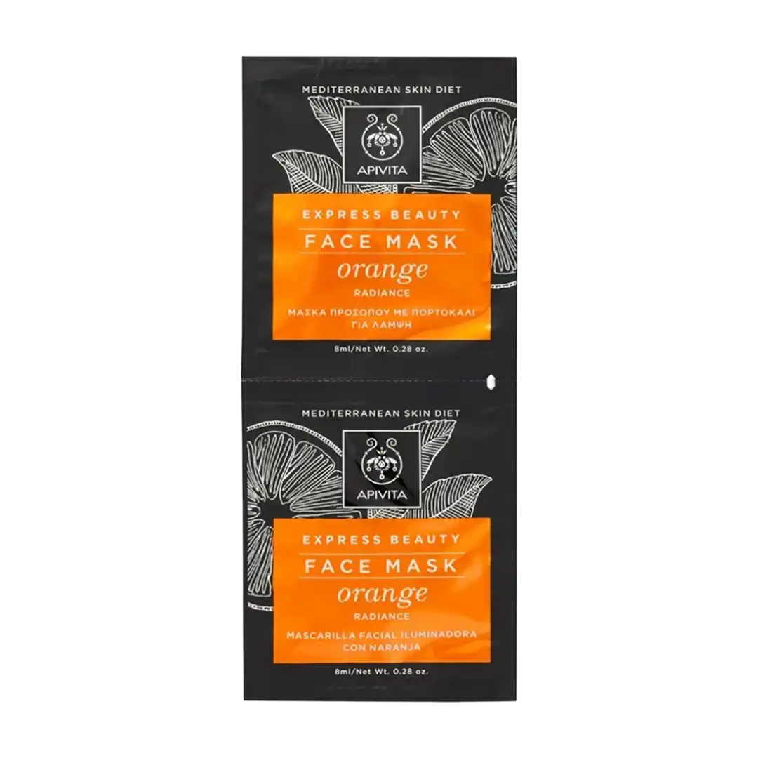APIVITA Express Beauty Radiance Face Mask with Orange, 2x8ml