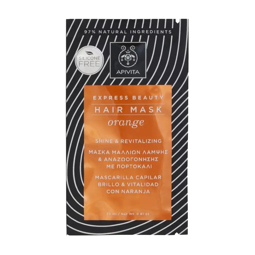 APIVITA Express Beauty Shine & Revitalising Hair Mask with Orange, 20ml