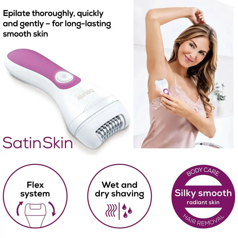 Beurer Epilator Shaver Trimmer: Face, Bikini, Legs, Underarms HL 76 Wet/Dry