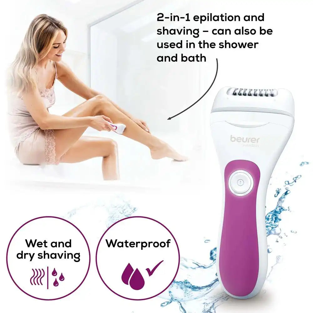 Beurer Epilator Shaver Trimmer: Face, Bikini, Legs, Underarms HL 76 Wet/Dry