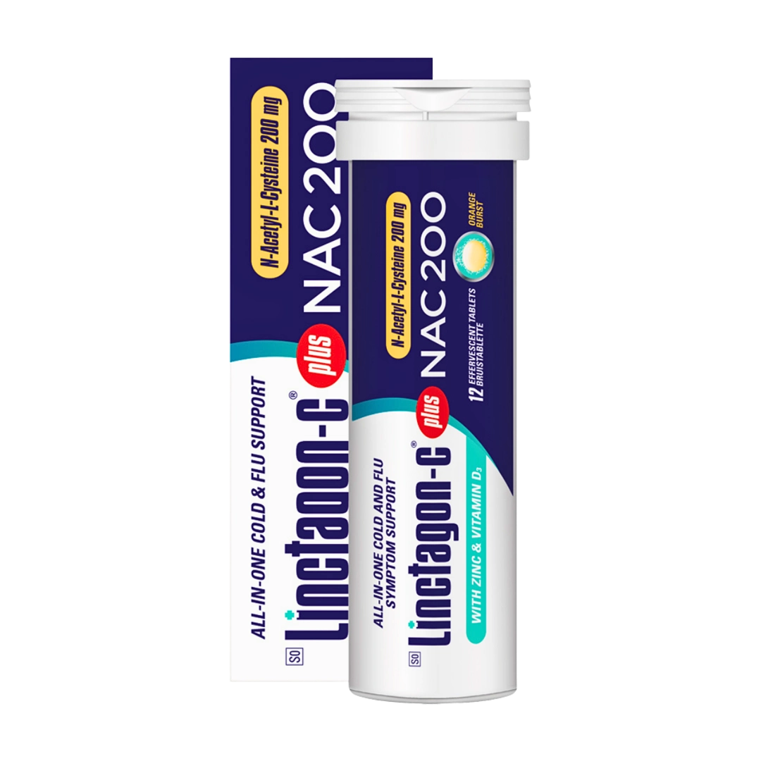 Linctagon-C Effervescent Tablets Orange plus NAC 200, 12's