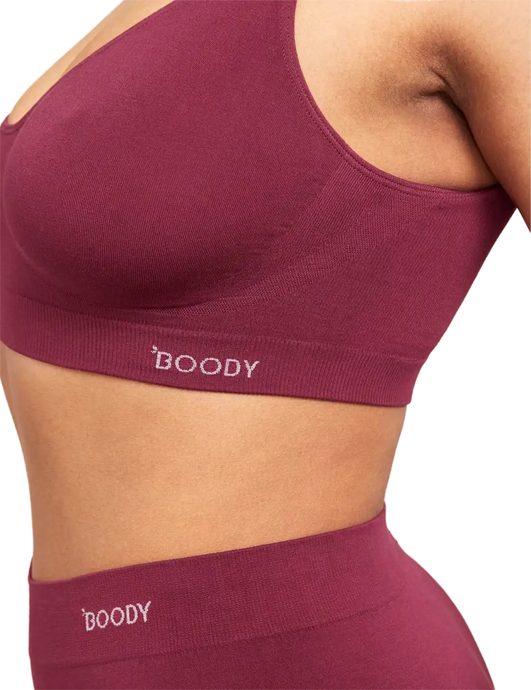 Boody Bamboo Padded Shaper Crop Bra, Plum