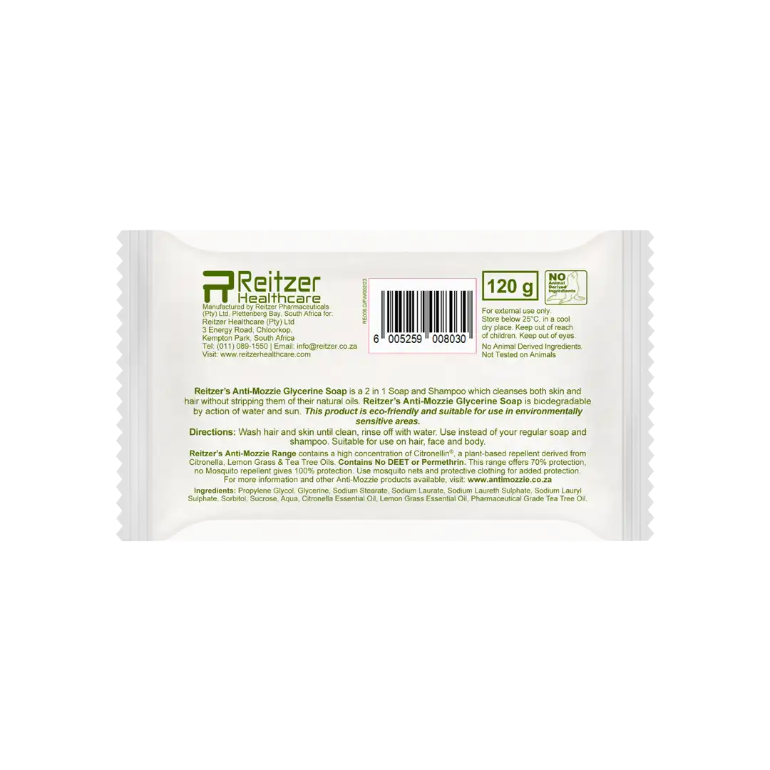 Reitzer’s Anti-Mozzie Glycerine Soap Bar, 120g