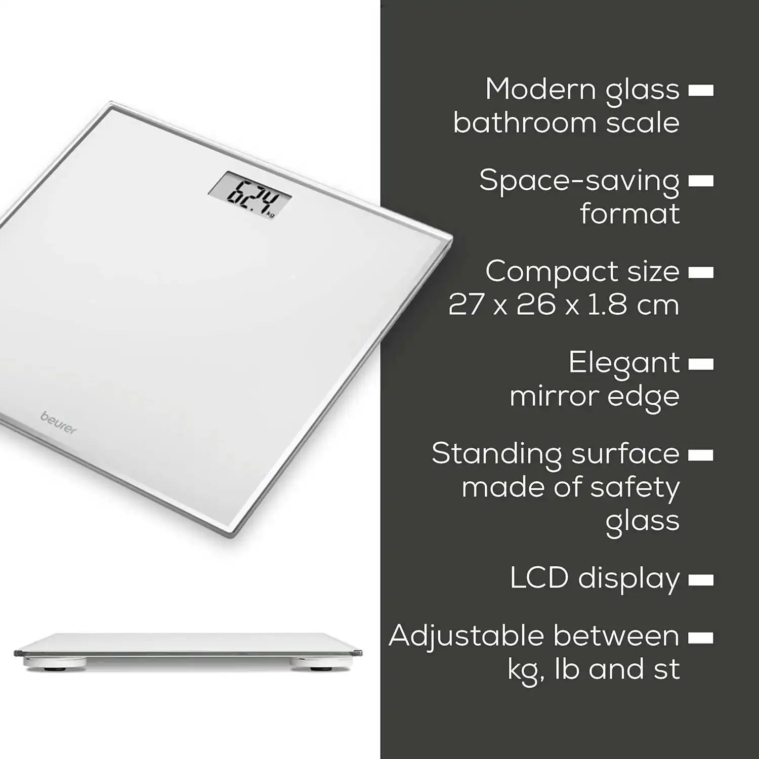 Beurer Germany GS 120 Elegant Mirror Effect Bathroom Scale