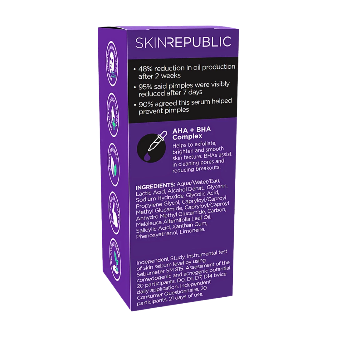 Skin Republic AHA + BHA 10% Charcoal Complex Serum, 30ml