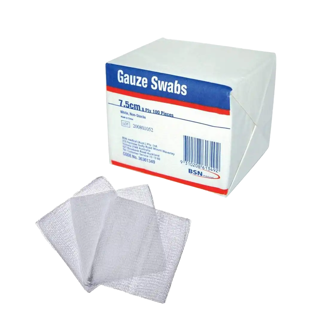 Gauze Swab Natural Sterile 75x75 8 ply, 100's