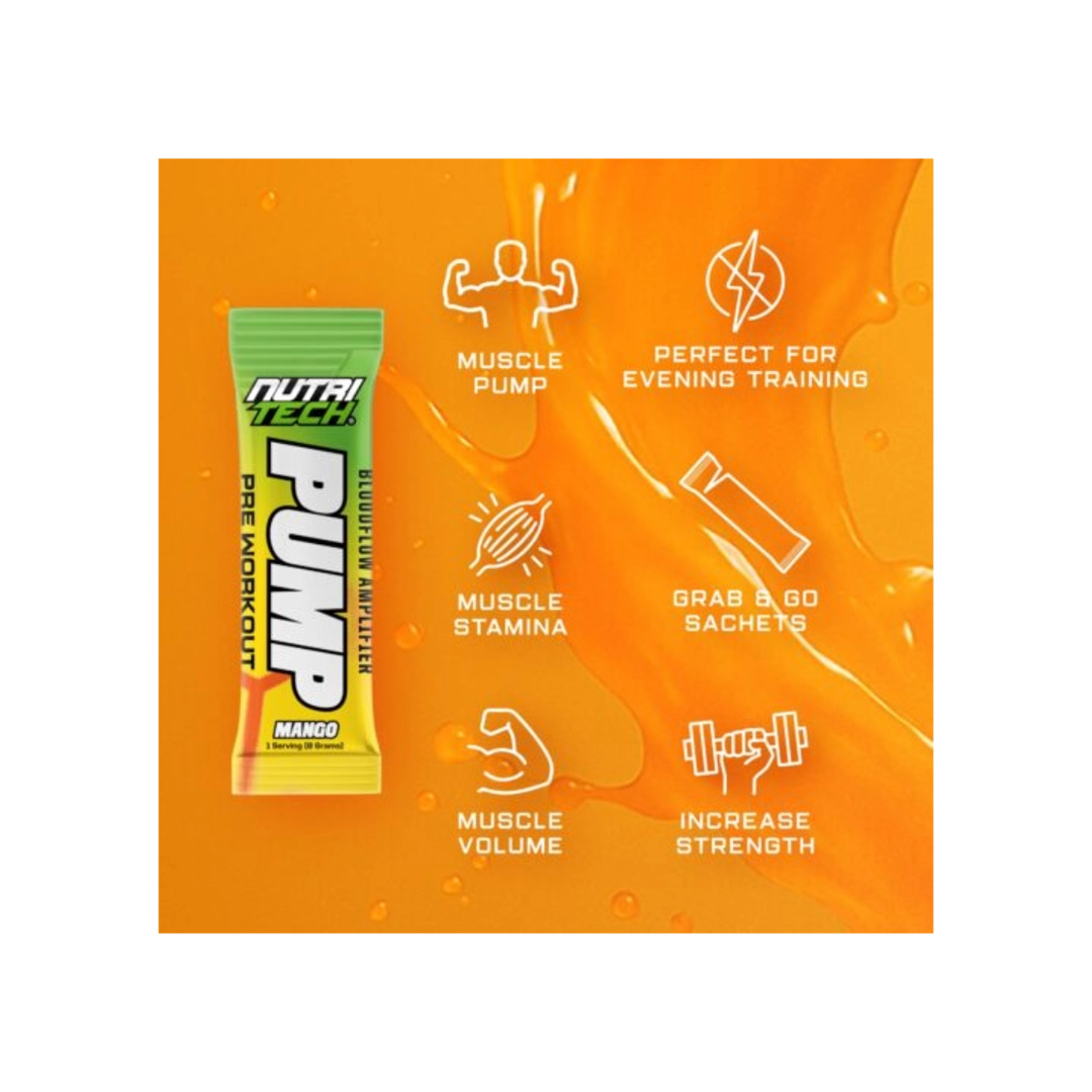 Nutritech Pump Pre Workout Sachets Mango, 8g