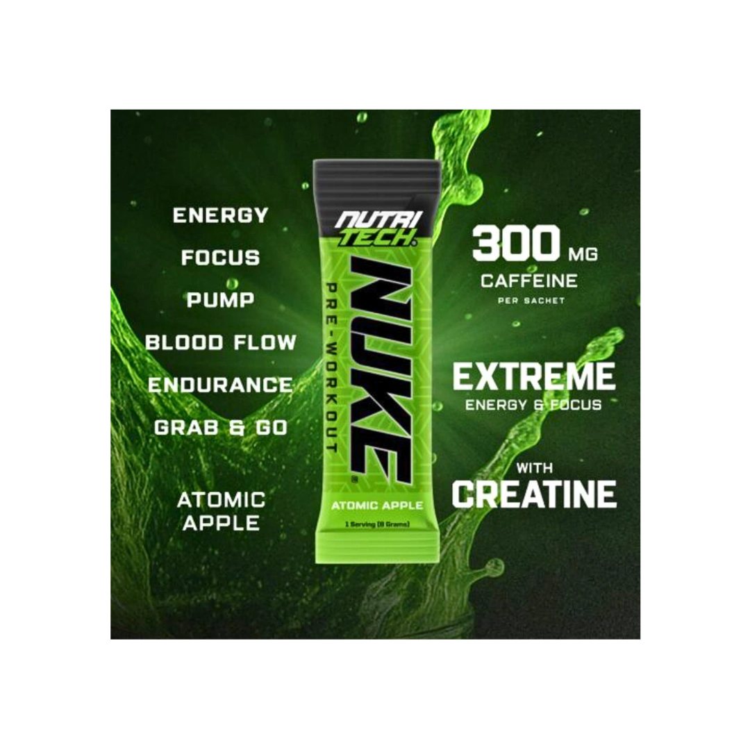 Nutritech Nuke Pre Workout Sachets Atomic Apple, 8g