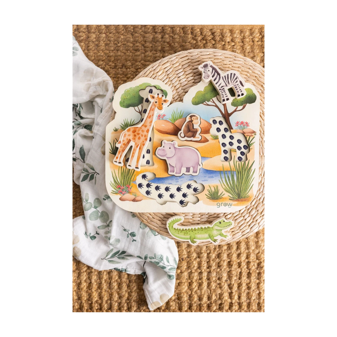Grow Baby Wooden Chunky Puzzle Animal Watering Hole
